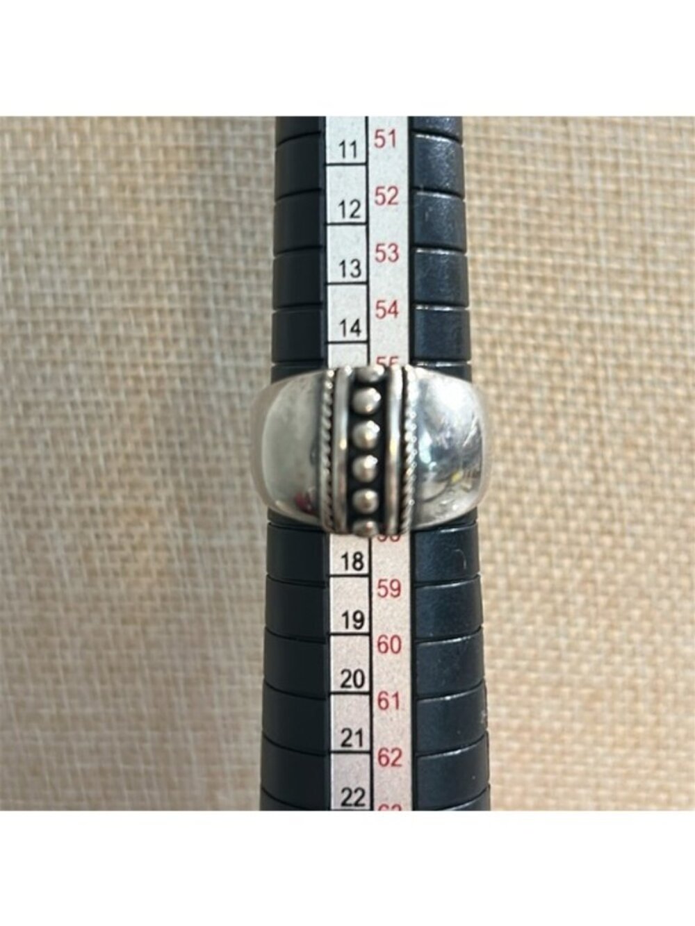 Vintage Sterling Silver 925 Bali Design Ring Size 8 58 Wide Cigar Band Bohemian - Picture 3 of 12